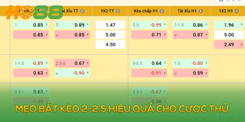 Mẹo bắt kèo 2-2.5 hiệu quả cho cược thủ
